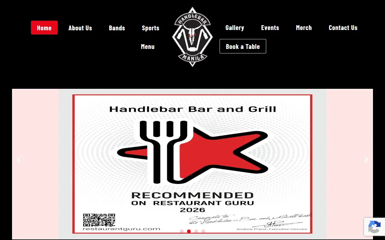 The Handlebar Bar and Grill website